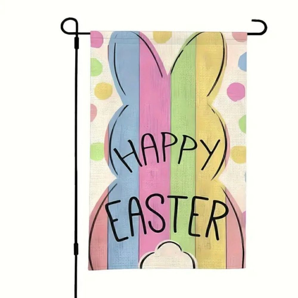 Happy Easter Farmhouse Garden Flag 12 x 18 Inch Peep Bunny Vertical Double New